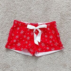 Flannel Red Snowflake Shorts